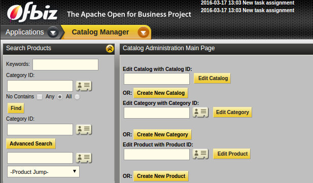 Apache ofbiz: product management